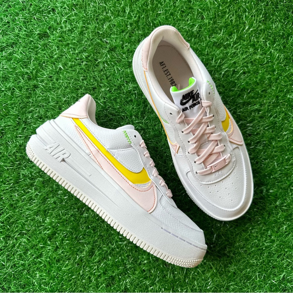 ✨New Nike Air Force 1 AF1 PLT.AF.ORM White / Pearl Pink - Opti Yellow - Picture 6 of 8